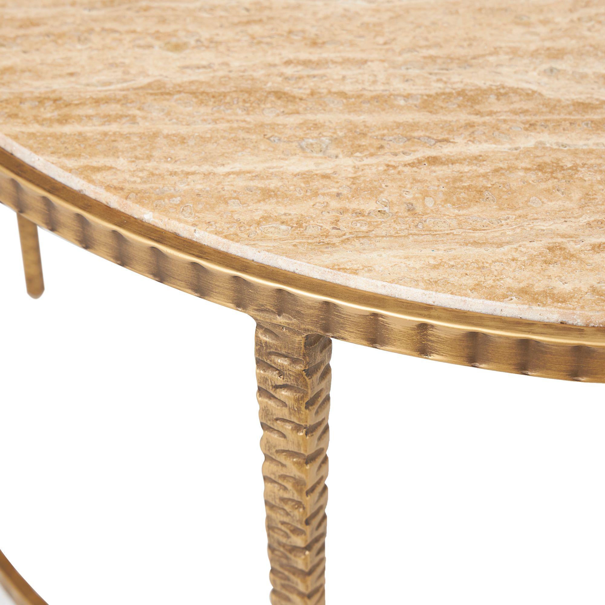 Image 3 Amalie 31" Wide Gold Marble Metal Round Coffee Table more views