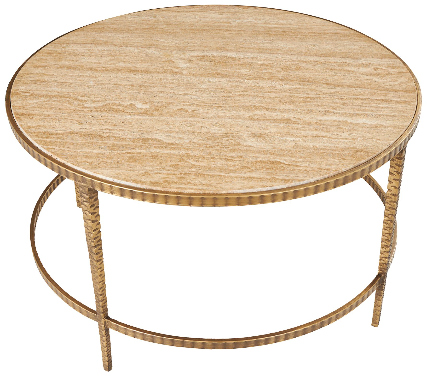 Image 5 Amalie 31" Wide Gold Marble Metal Round Coffee Table more views