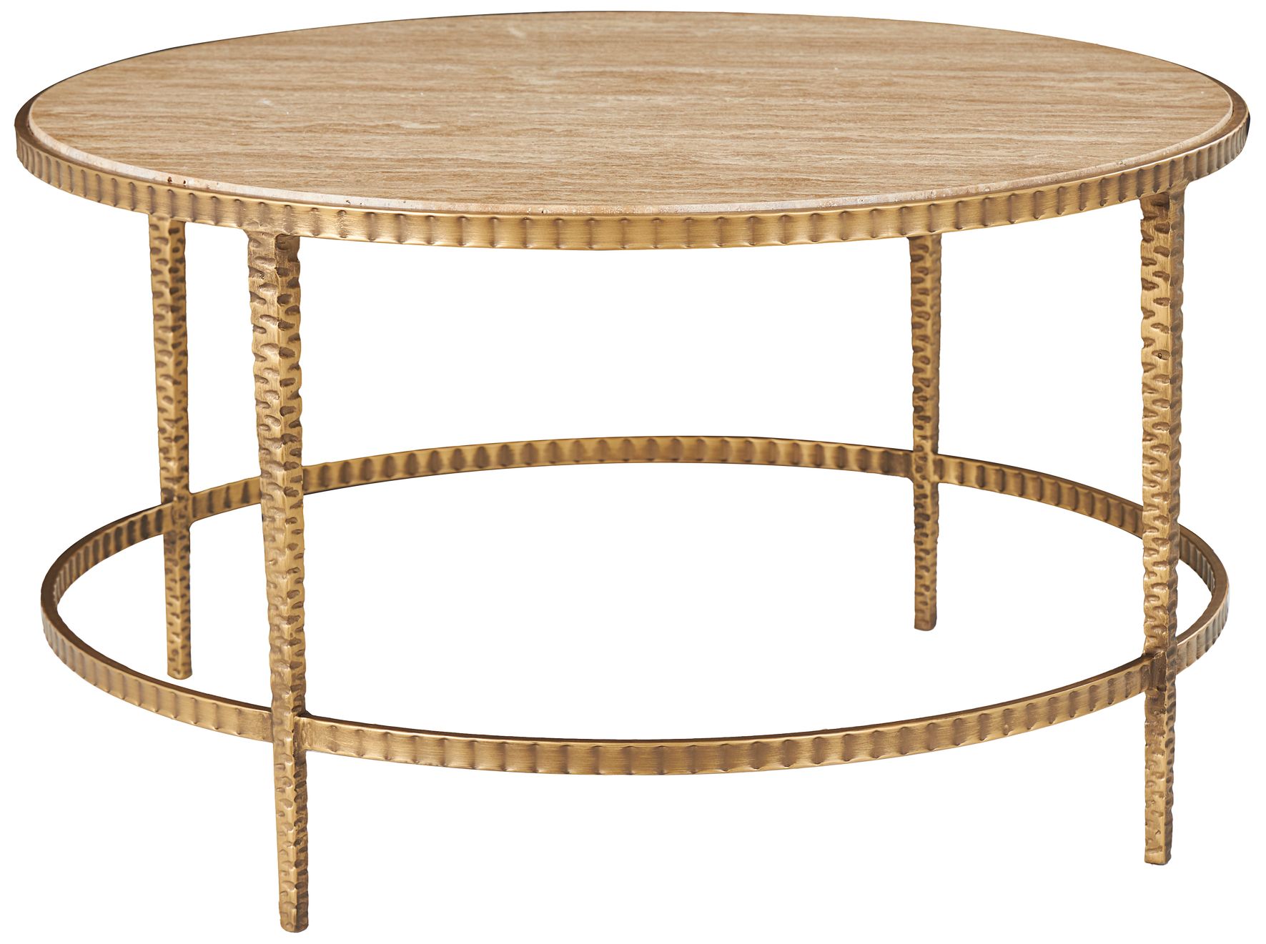 Image 6 Amalie 31" Wide Gold Marble Metal Round Coffee Table more views