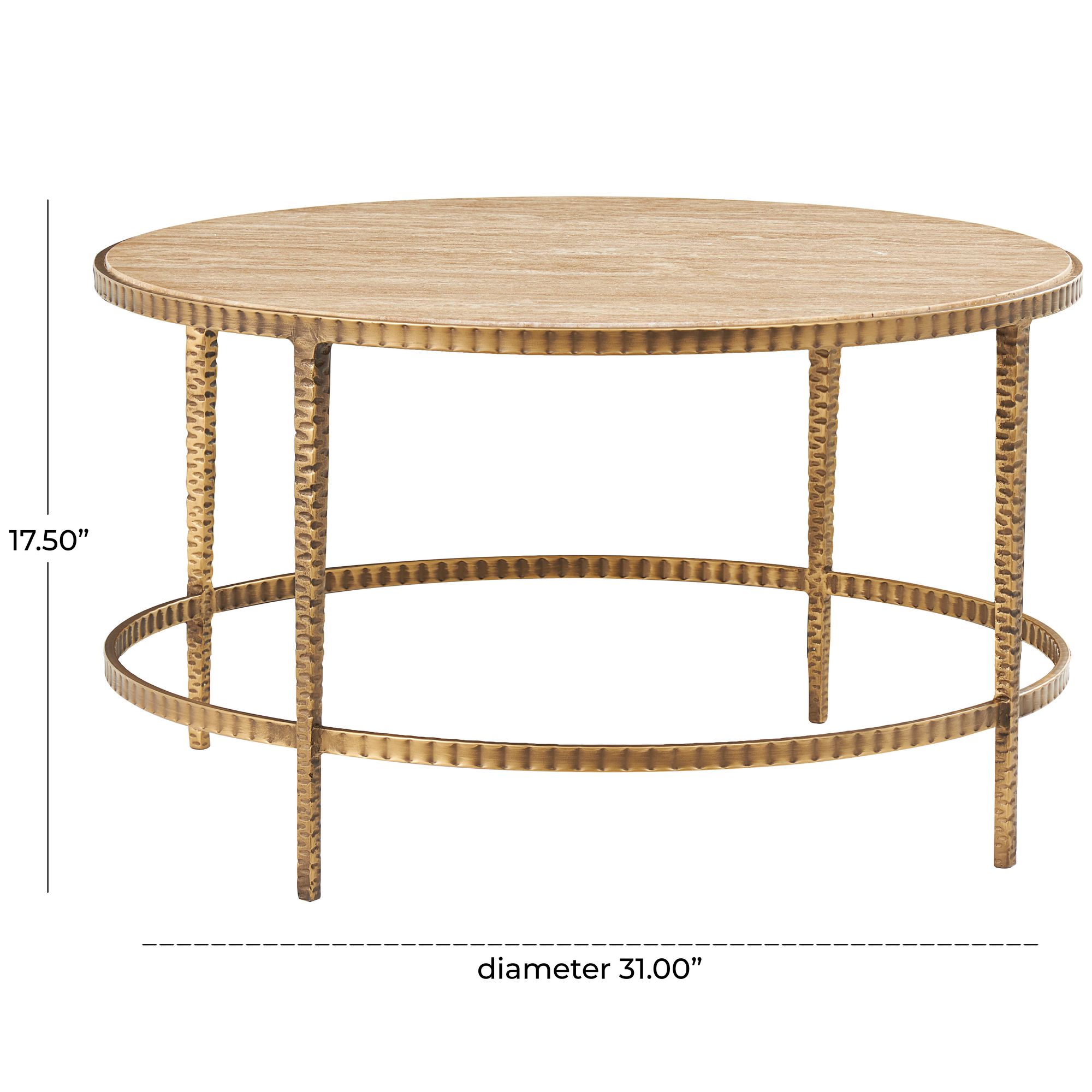 Image 7 Amalie 31" Wide Gold Marble Metal Round Coffee Table more views