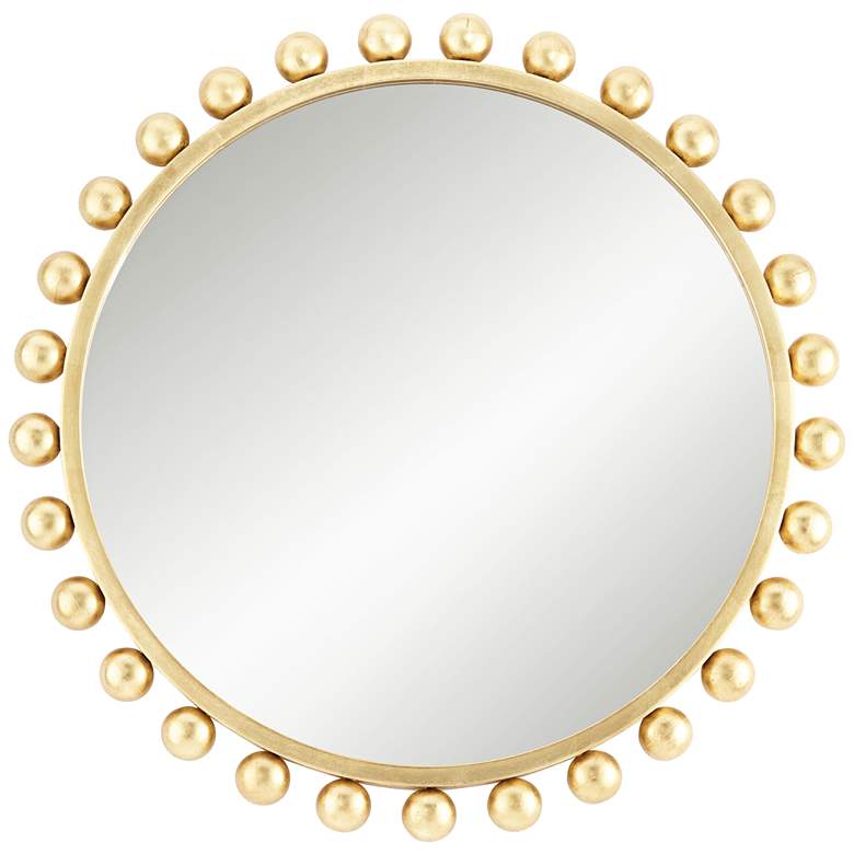 Image 2 Amalie Metallic Gold Leaf Sphere Edge 33 inch Round Wall Mirror
