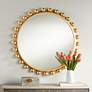 Amalie Metallic Gold Leaf Sphere Edge 33" Round Wall Mirror