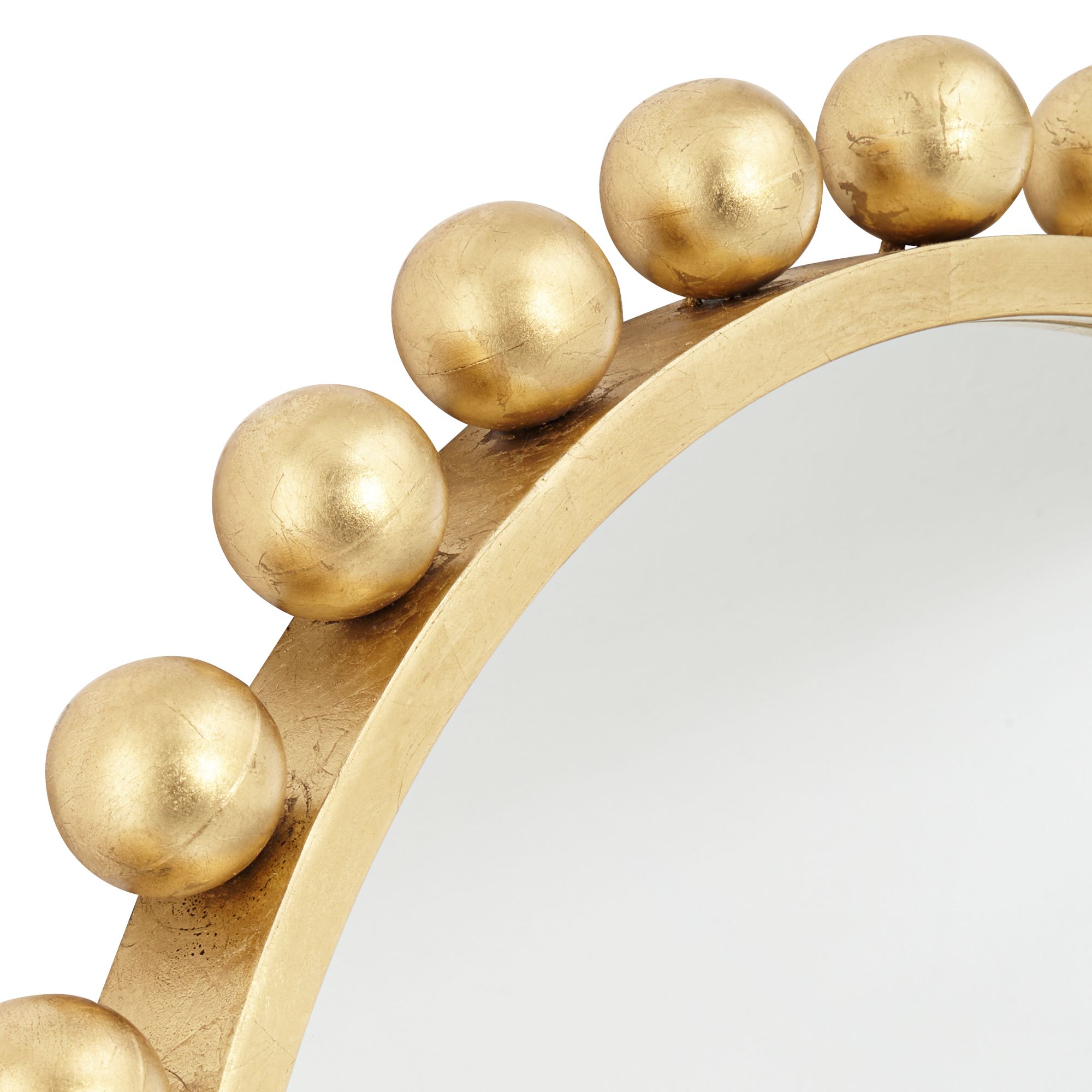 Amalie Metallic Gold Leaf Sphere Edge 33" Round Wall Mirror 498V1