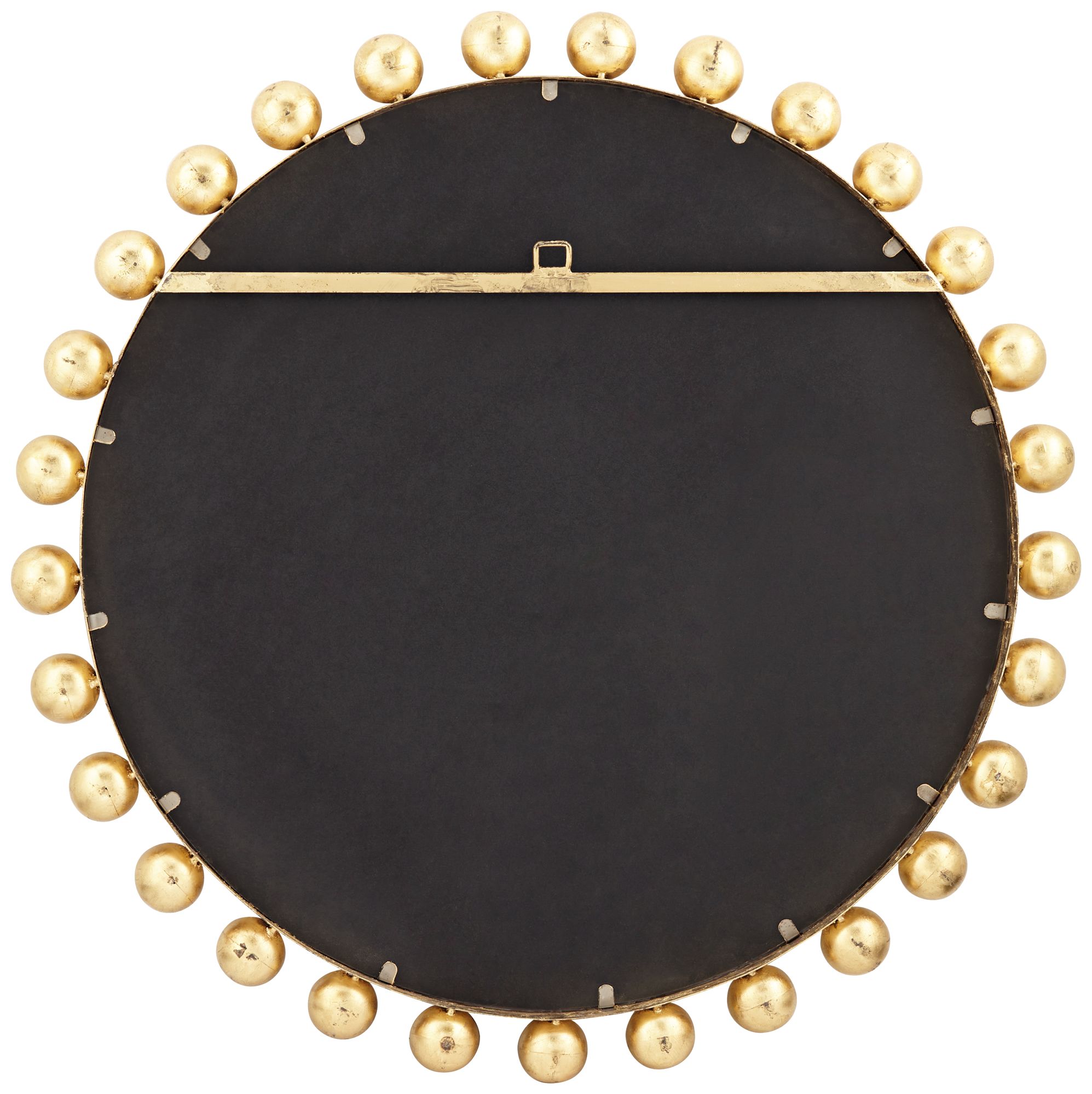 Amalie Metallic Gold Leaf Sphere Edge 33" Round Wall Mirror 498V1