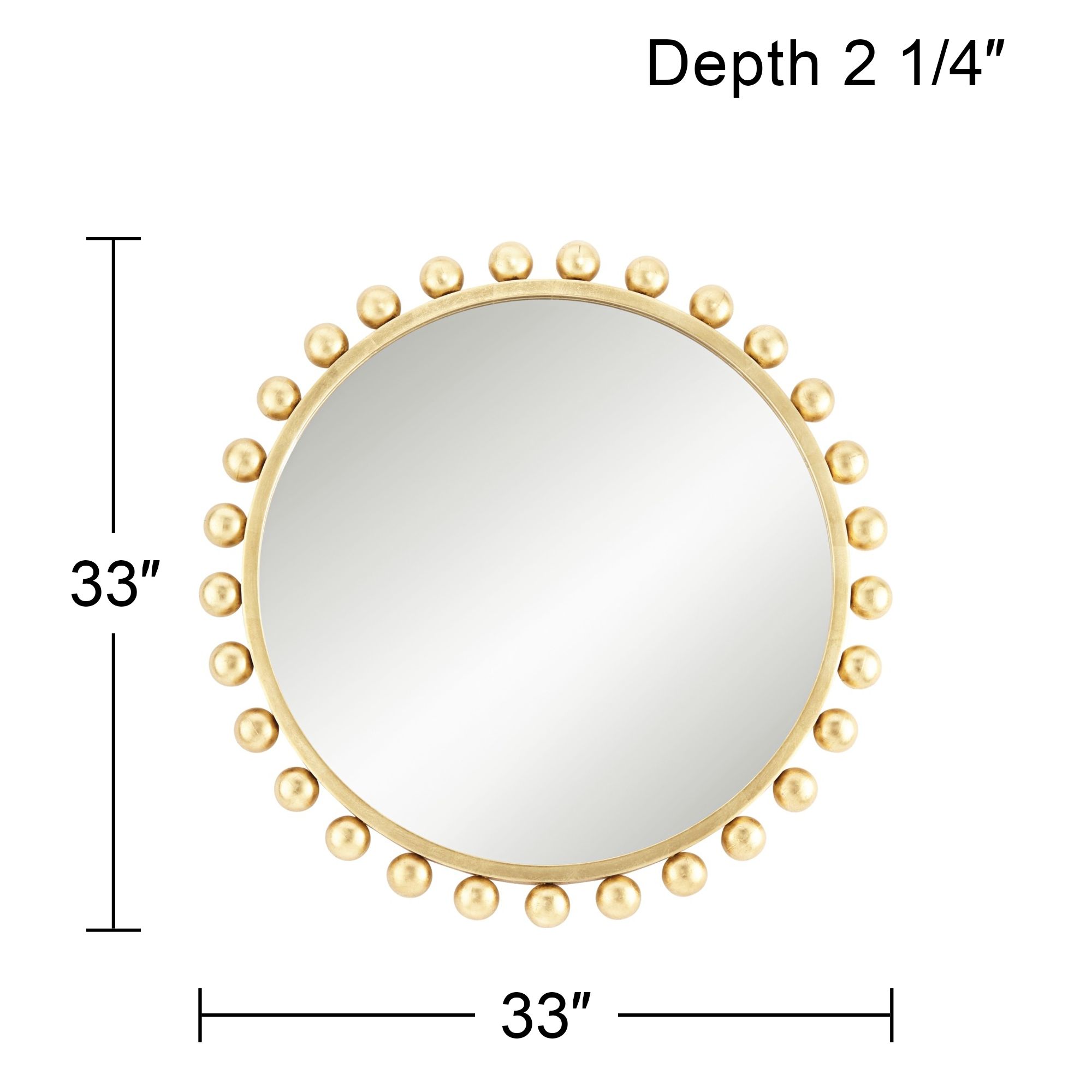 Amalie Metallic Gold Leaf Sphere Edge 33" Round Wall Mirror 498V1