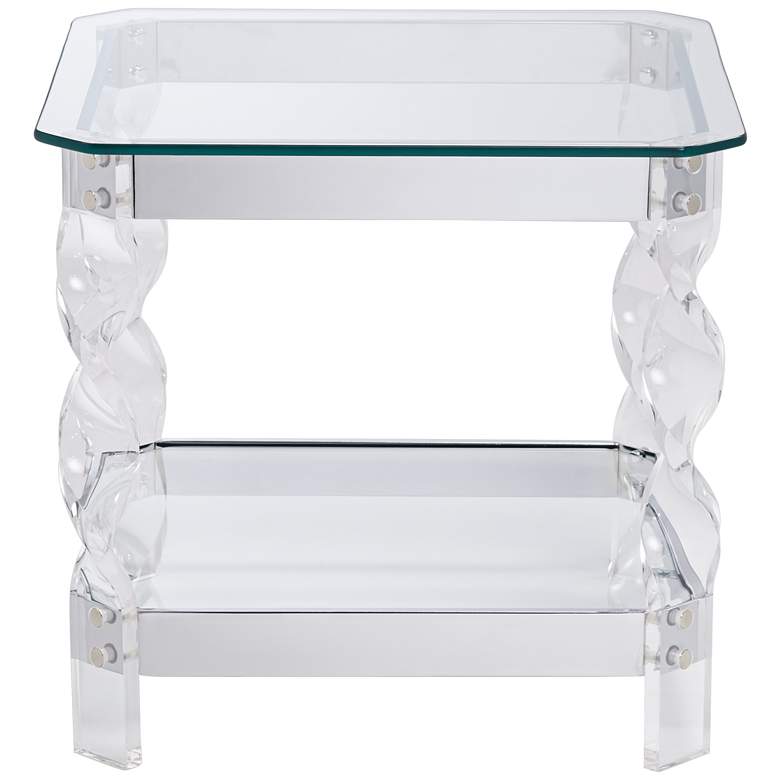 Image 5 Amanda 19 3/4 inch Wide Chrome and Acrylic Twist Leg End Table more views