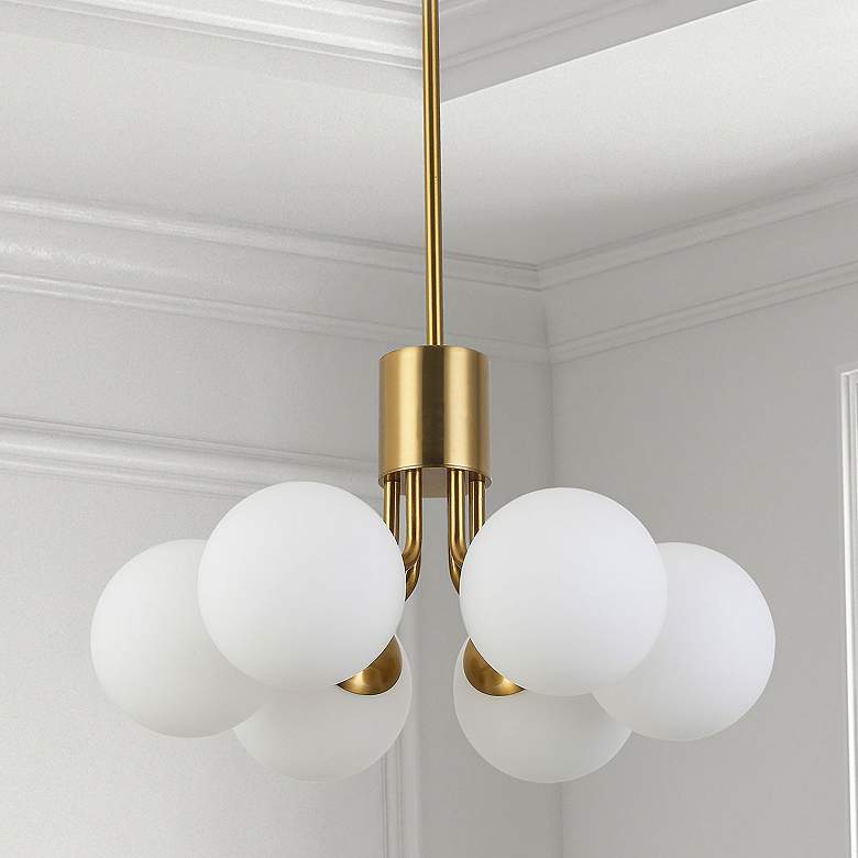 Image 1 Amanda 19" Wide Aged Brass 6-Light Chandelier