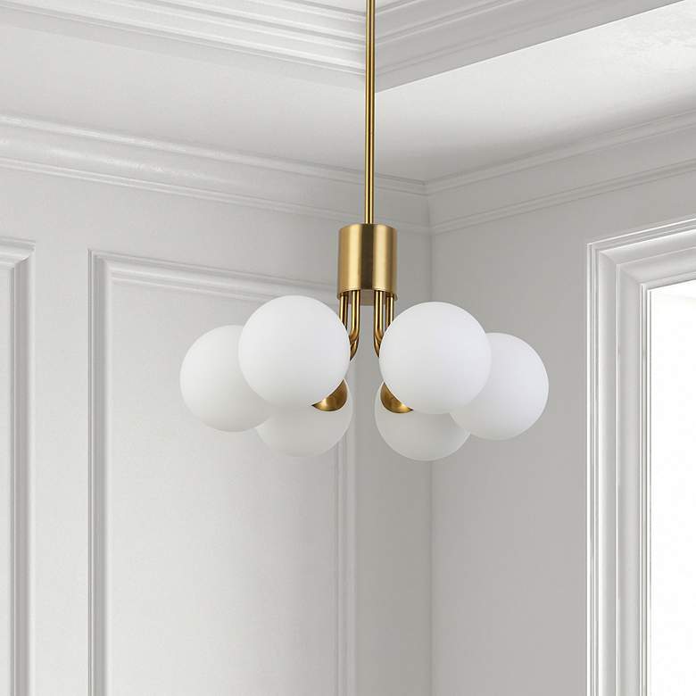 Image 3 Amanda 19" Wide Aged Brass 6-Light Chandelier more views