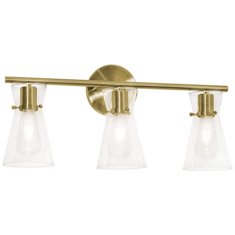 Image 2 Amanda 22 inch Wide Satin Brass Metal 3-Light Bath Light