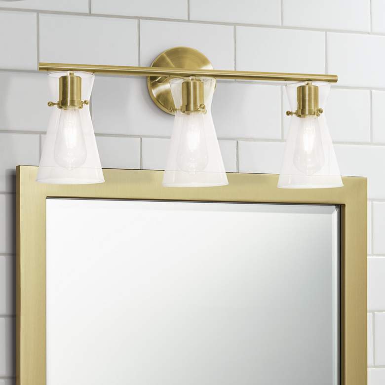 Image 1 Amanda 22 inch Wide Satin Brass Metal 3-Light Bath Light