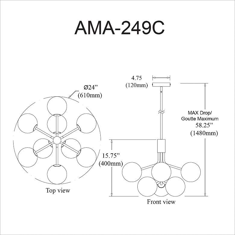Image 4 Amanda 24" Wide 9 Light Matte Black Chandelier more views