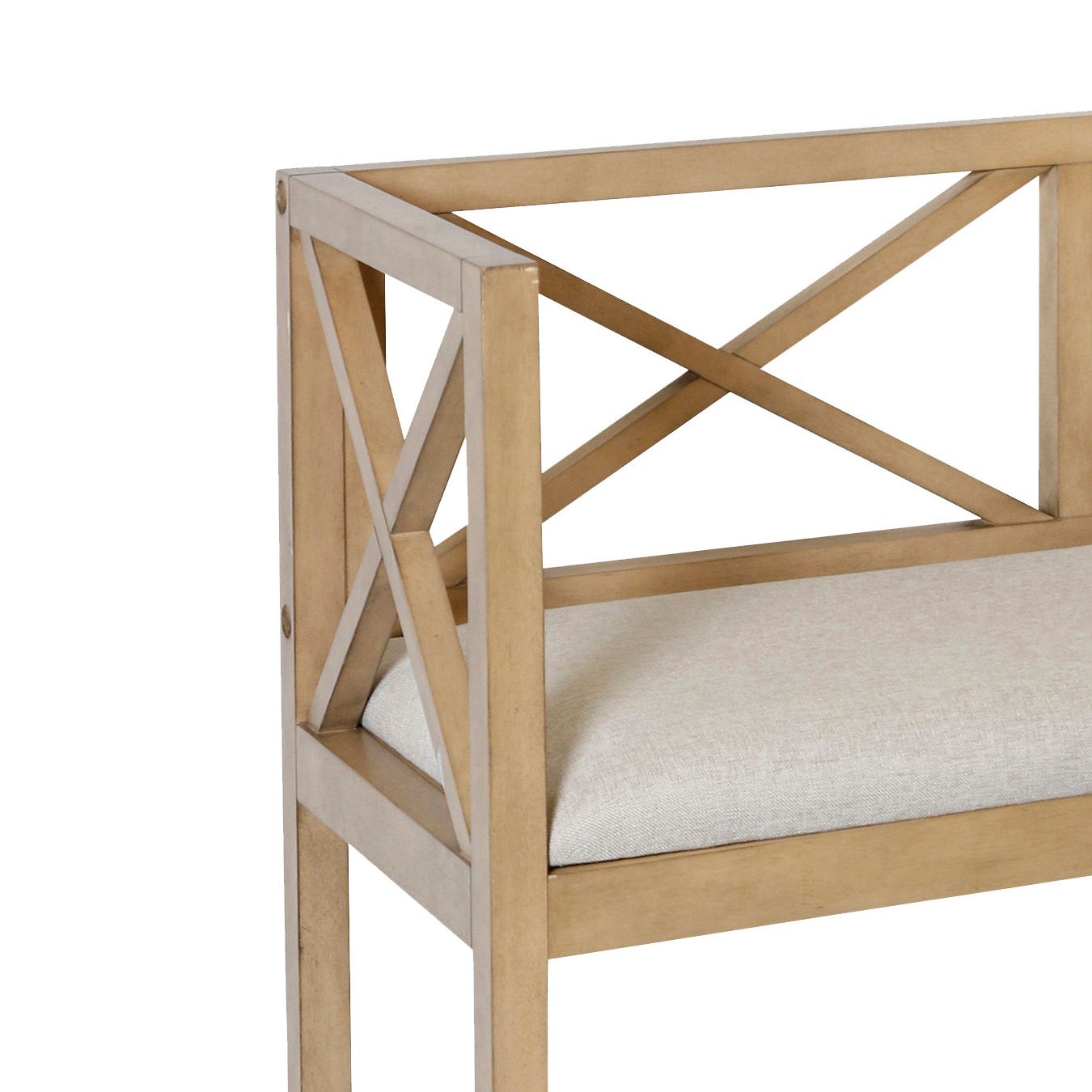 Image 2 Amanda 31" High Light Brown Wooded Bench with Taupe Fabric more views