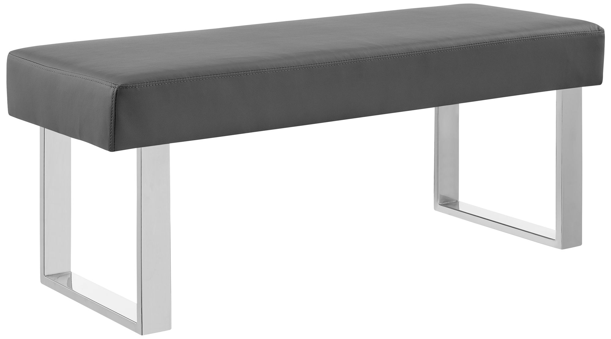 Grey faux 2025 leather dining bench