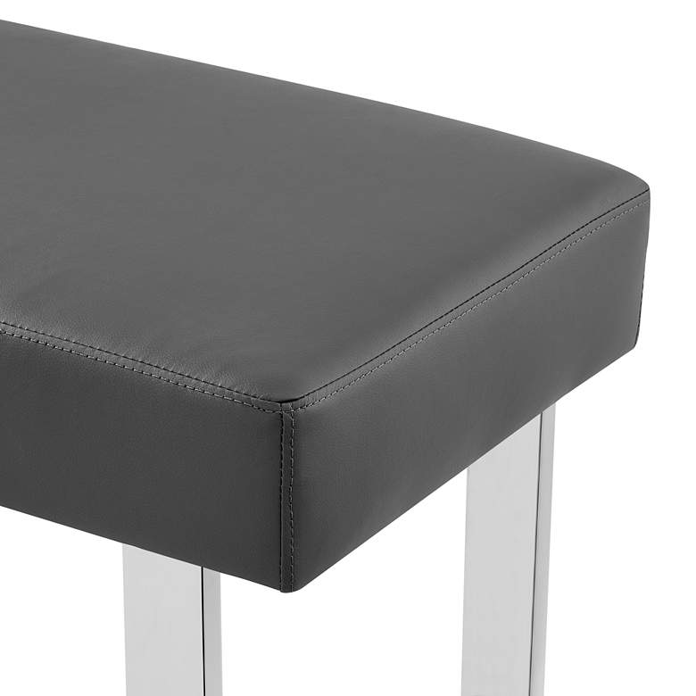 Image 3 Amanda 48" Wide Gray Faux Leather Modern Banquette Dining Bench more views