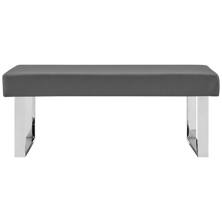 Image 5 Amanda 48 inch Wide Gray Faux Leather Modern Banquette Dining Bench more views