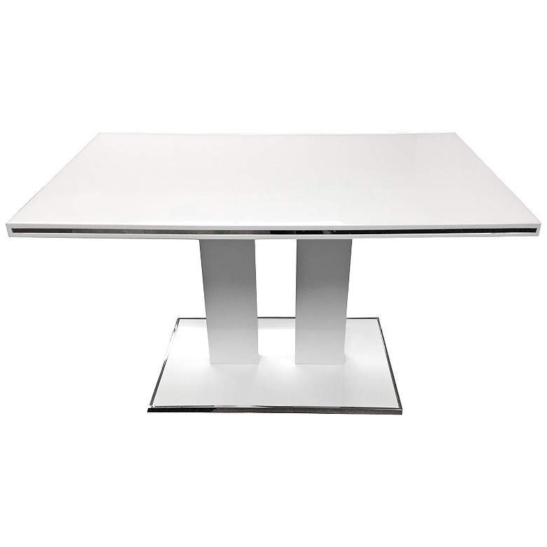 Image 1 Amanda 53" Wide White Lacquer Modern Dining Table
