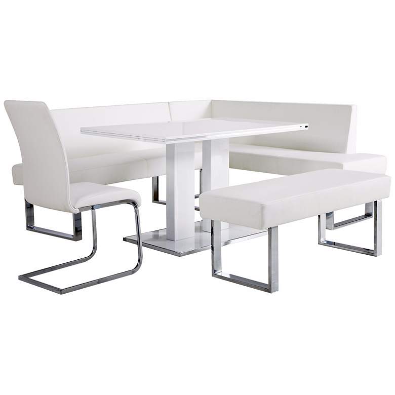 Image 2 Amanda 53 inch Wide White Lacquer Modern Dining Table more views