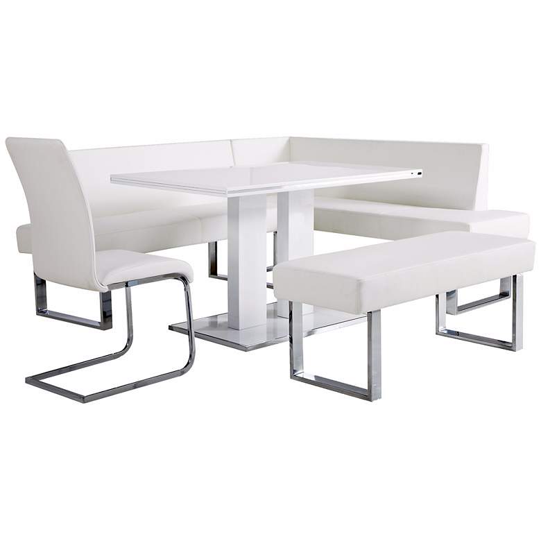 Image 2 Amanda 53" Wide White Lacquer Modern Dining Table more views