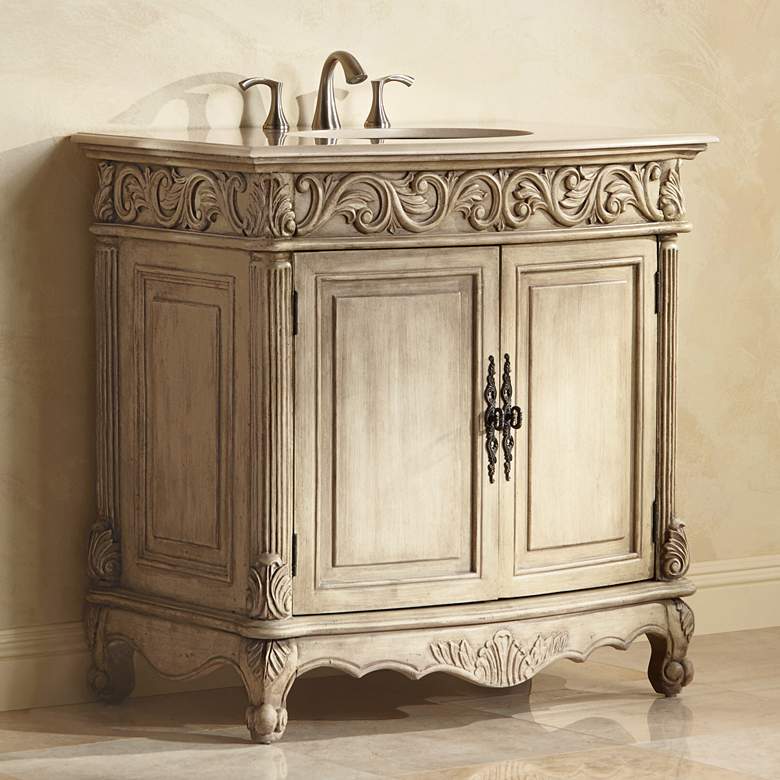 Image 1 Amanda Antique Cream 36" Wide Single Sink Bath Vanity