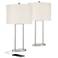 Amanda Brushed Nickel USB Table Lamps Set of 2