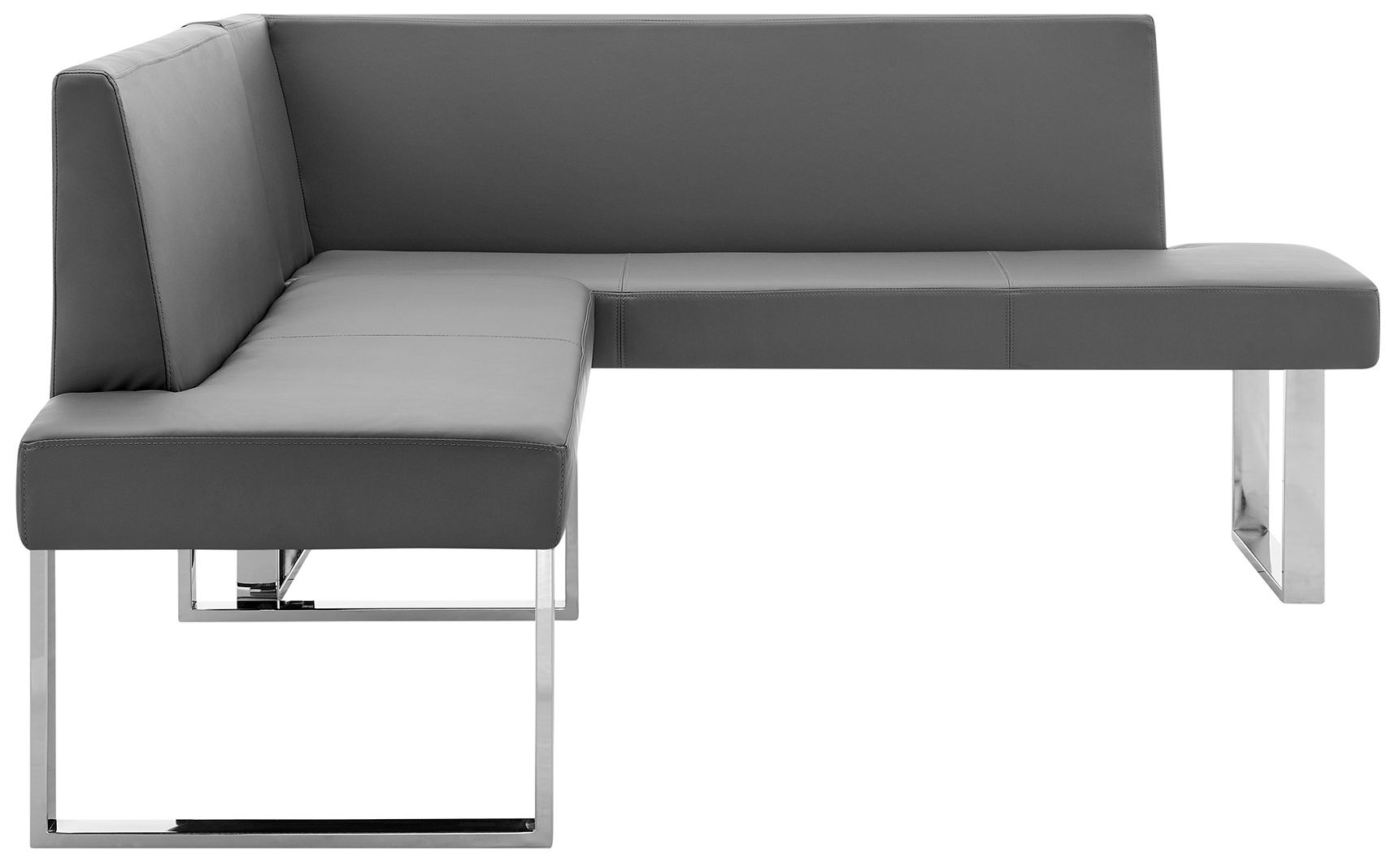Image 3 Amanda Contemporary Corner Nook in Gray Faux Leather and Chrome Finish more views