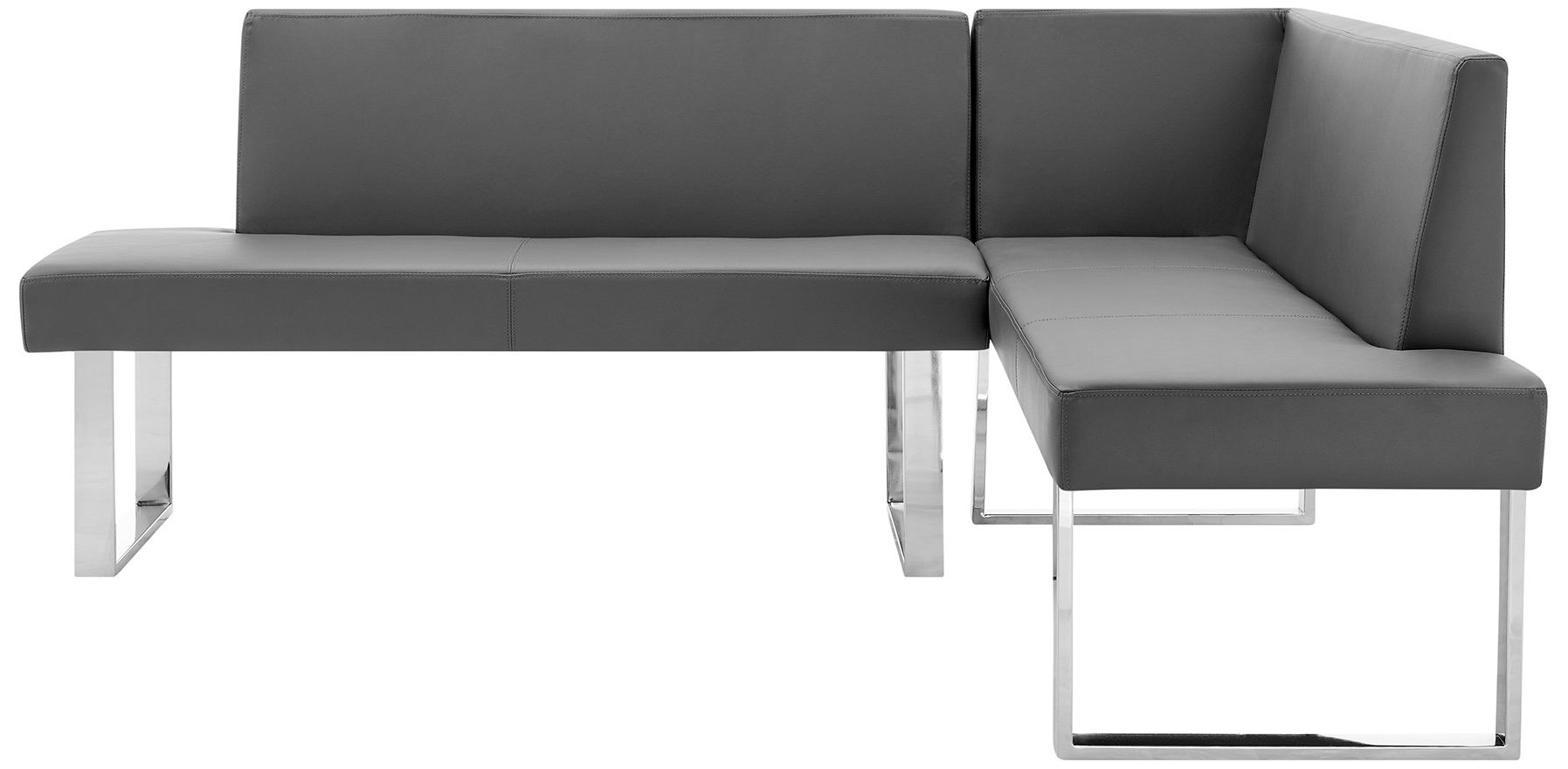 Image 4 Amanda Contemporary Corner Nook in Gray Faux Leather and Chrome Finish more views