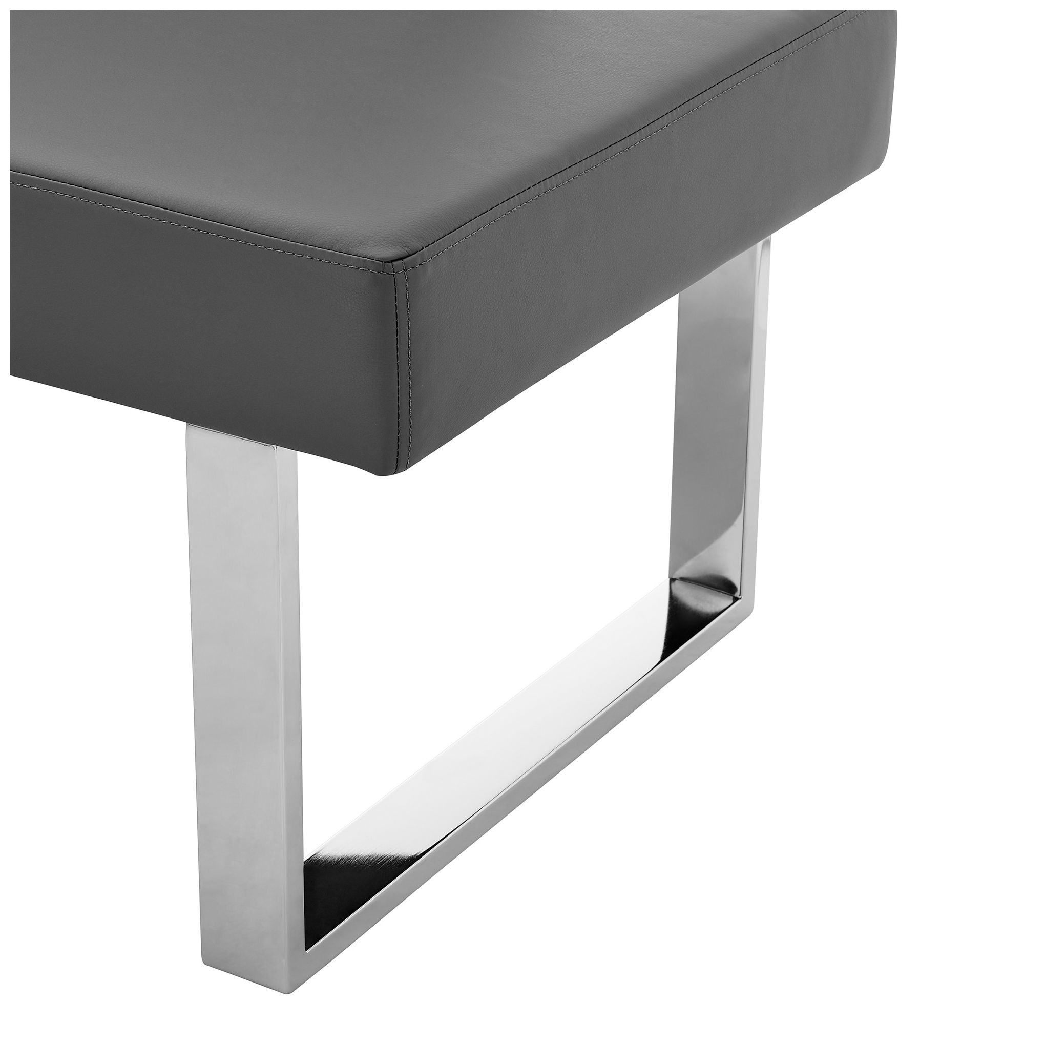 Image 7 Amanda Contemporary Corner Nook in Gray Faux Leather and Chrome Finish more views