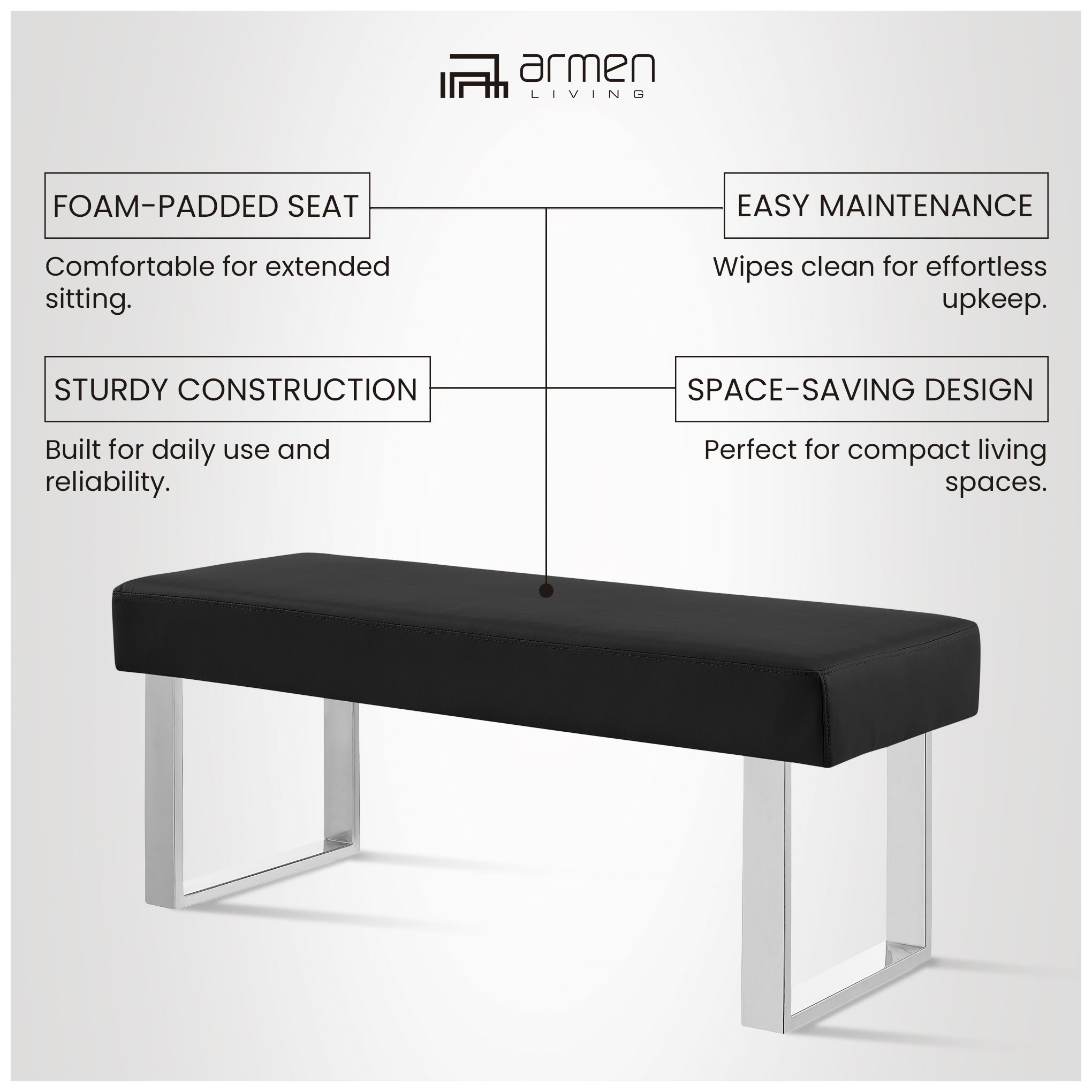 Amanda Glossy Black Bench