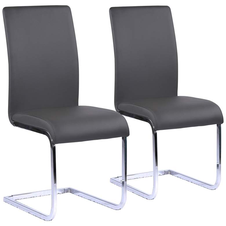 Image 1 Amanda Gray Faux Leather Side Chairs Set of 2