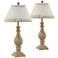 Amanda Natural Wood-Look with White Table Lamps Set of 2