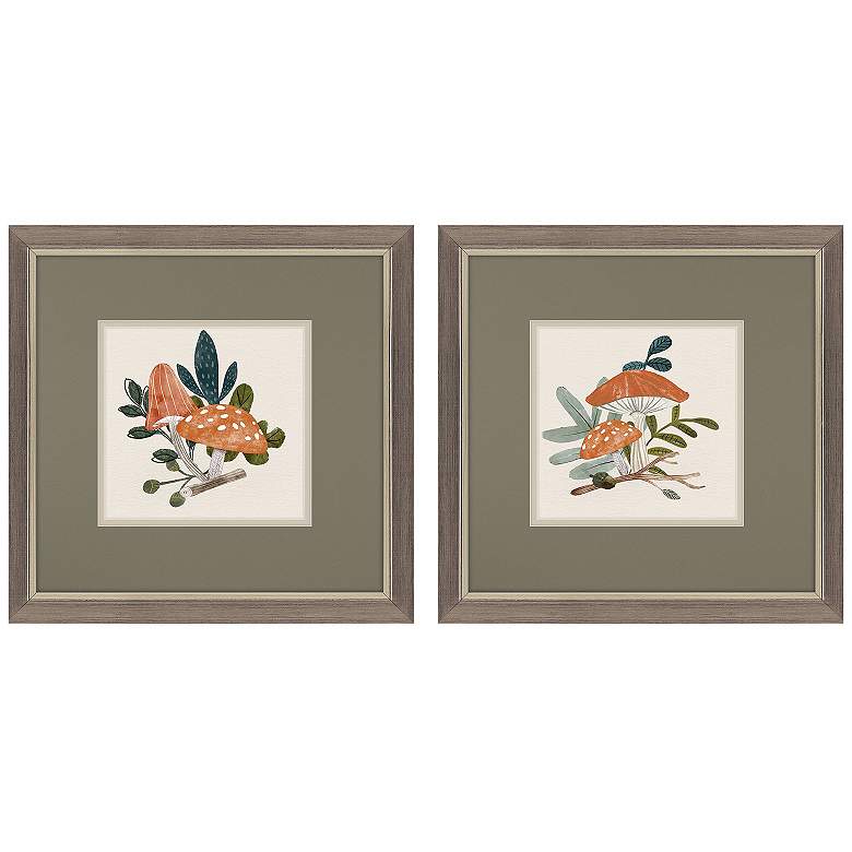 Image 1 Amanita Mushroom 11"W x 11"H Framed Art Set of 2