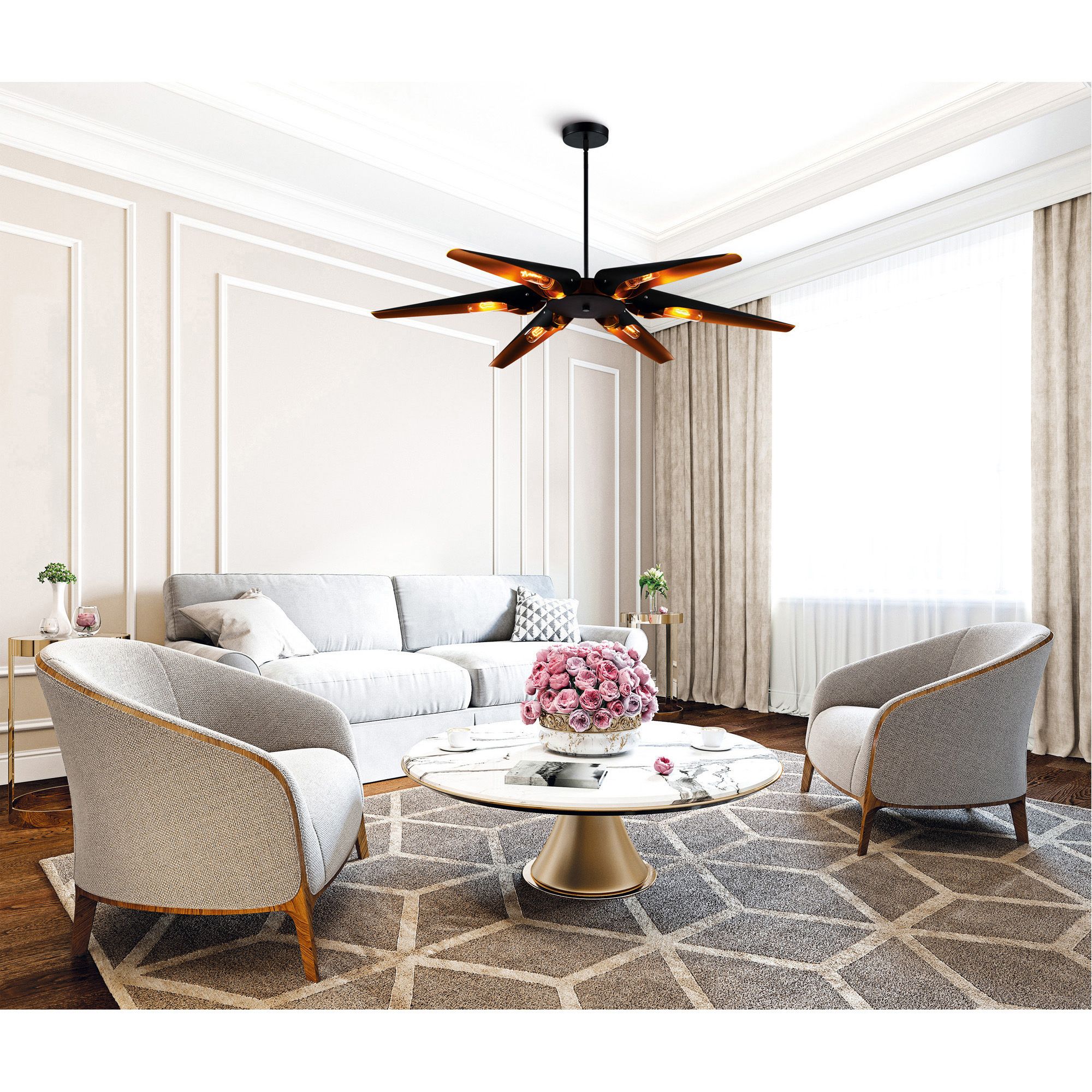 Image 6 Amar 6 Light Chandelier With Matte Black Finish more views