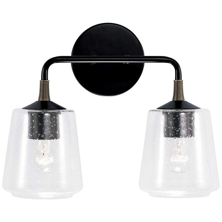 Image 2 Amara 11 1/2" High Matte Black Brass 2-Light Wall Sconce