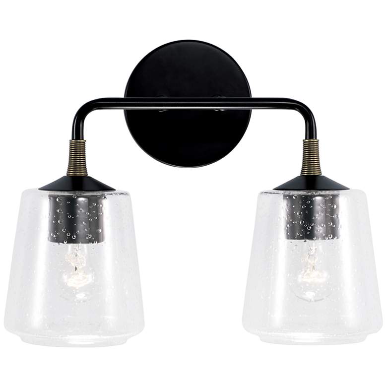 Image 2 Amara 11 1/2 inch High Matte Black Brass 2-Light Wall Sconce