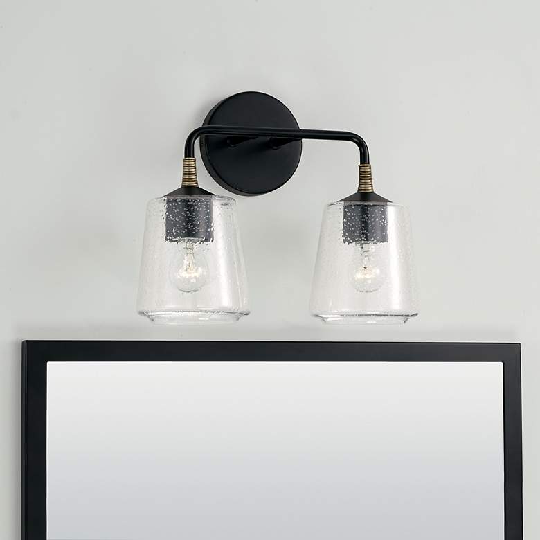 Image 1 Amara 11 1/2" High Matte Black Brass 2-Light Wall Sconce