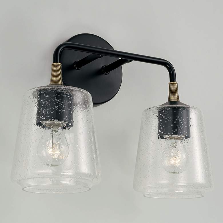 Image 4 Amara 11 1/2" High Matte Black Brass 2-Light Wall Sconce more views