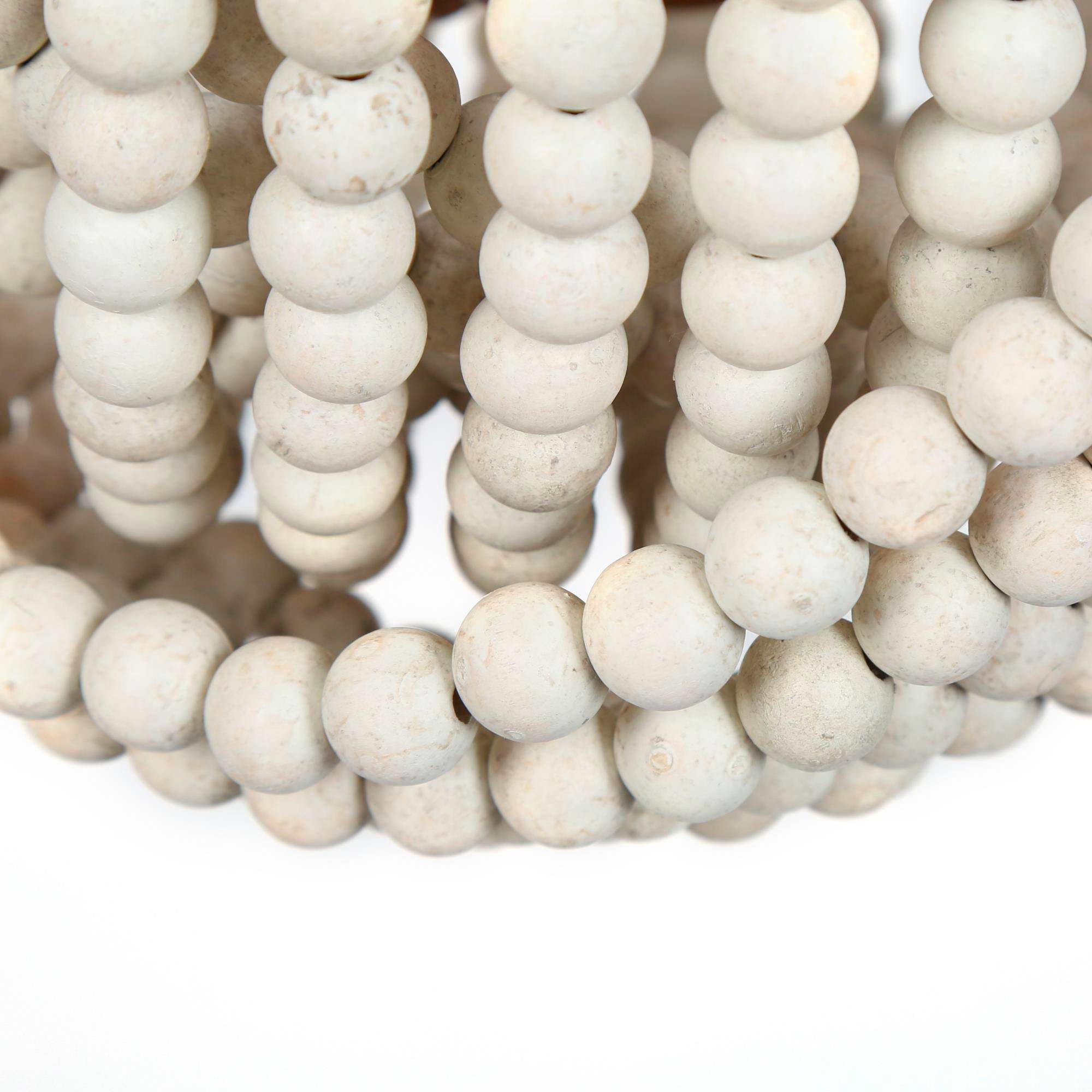 Image 5 Amara 13.8"W Brass 3-Light Drum Wood Beads Semi-flush Mount more views