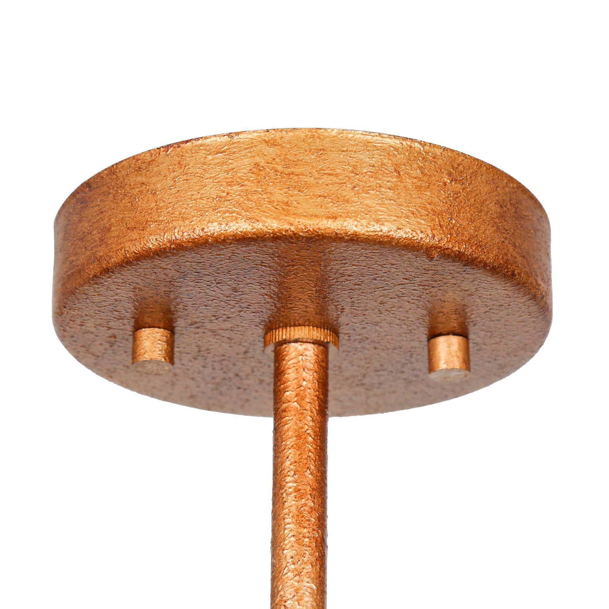 Thumbnail3 of Amara 13.8"W Brass 3-Light Drum Wood Beads Semi-flush Mount more views