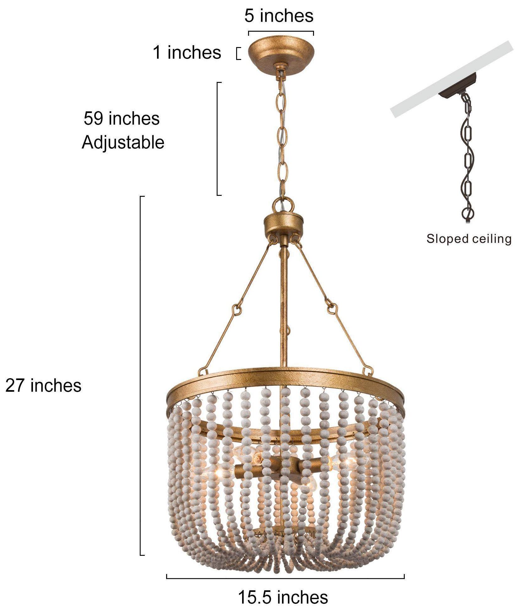 Image 2 Amara 15.7"W Distressed Brass 4-Light Drum White Beaded Pendant more views