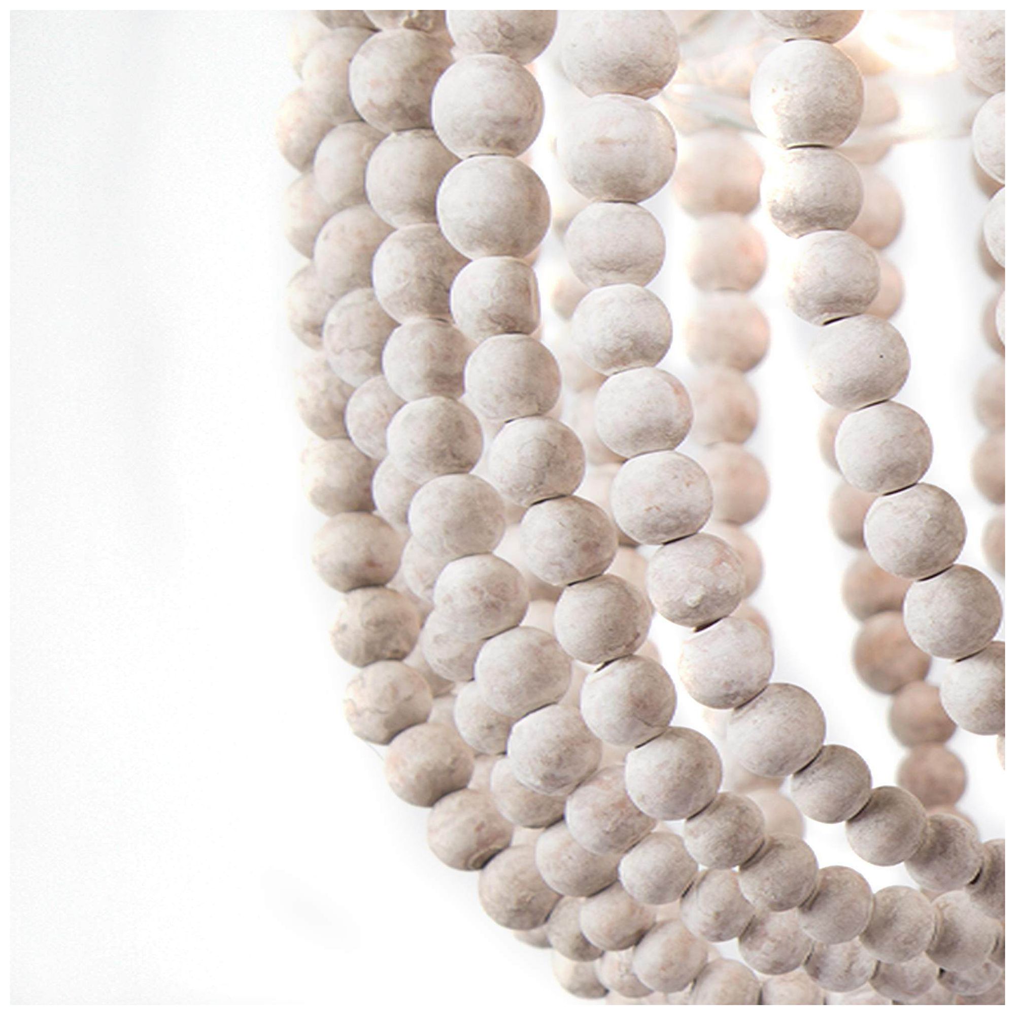 Image 3 Amara 15.7"W Distressed Brass 4-Light Drum White Beaded Pendant more views