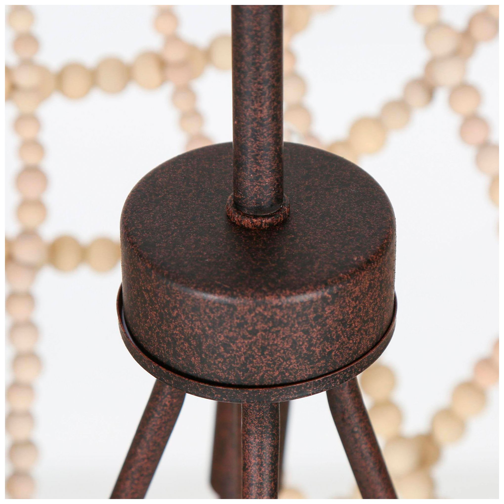 Thumbnail3 of Amara 17.7"W Brass 4-Light Drum Wood Beaded Chandelier more views