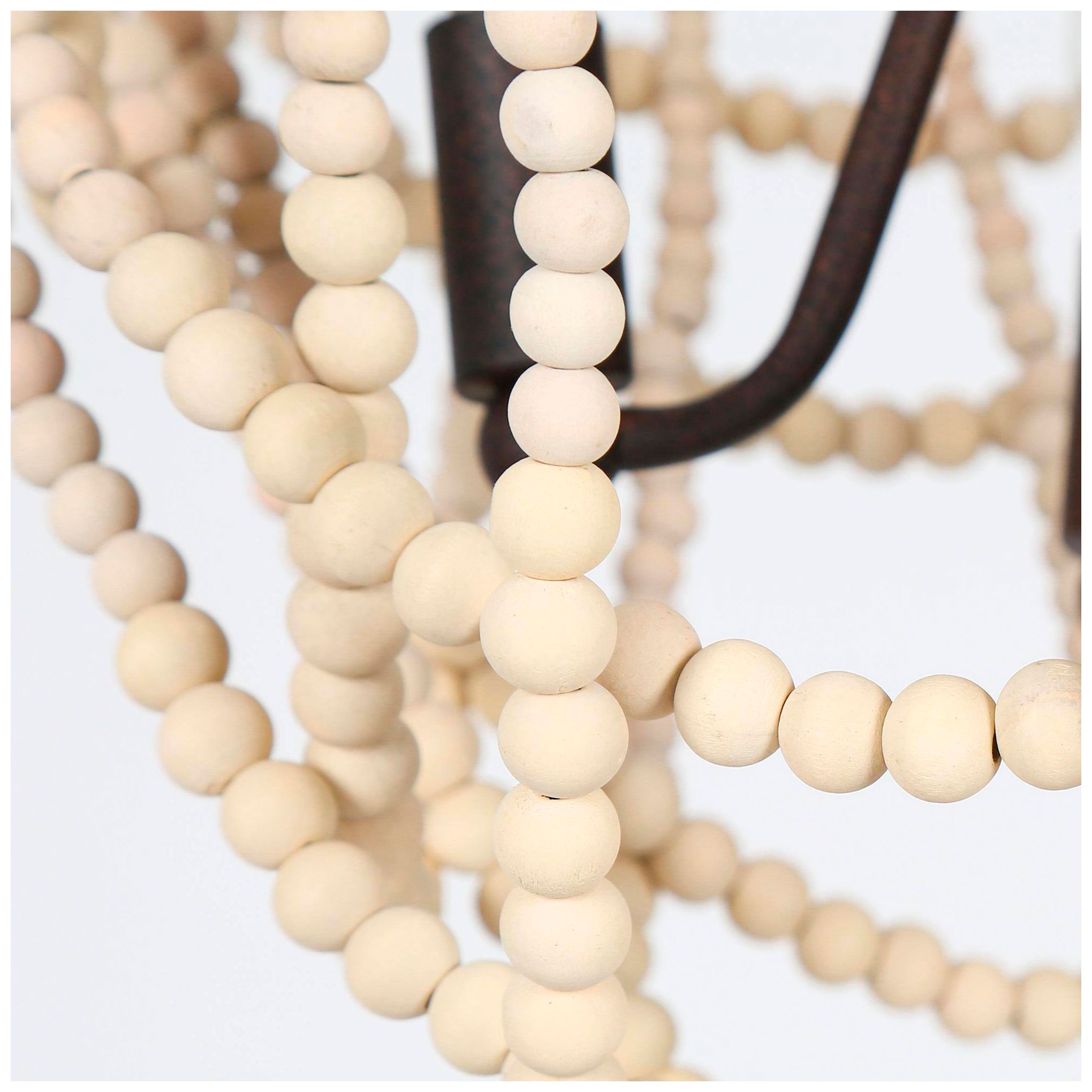 Thumbnail4 of Amara 17.7"W Brass 4-Light Drum Wood Beaded Chandelier more views