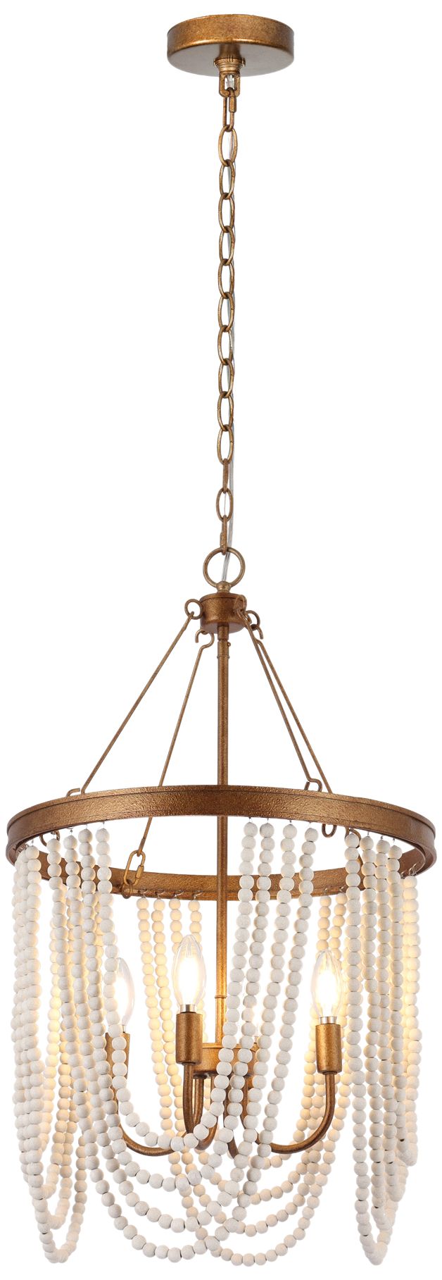 Thumbnail1 of Amara 17.7" wide 4-Light Drum Wood Beaded Chandelier