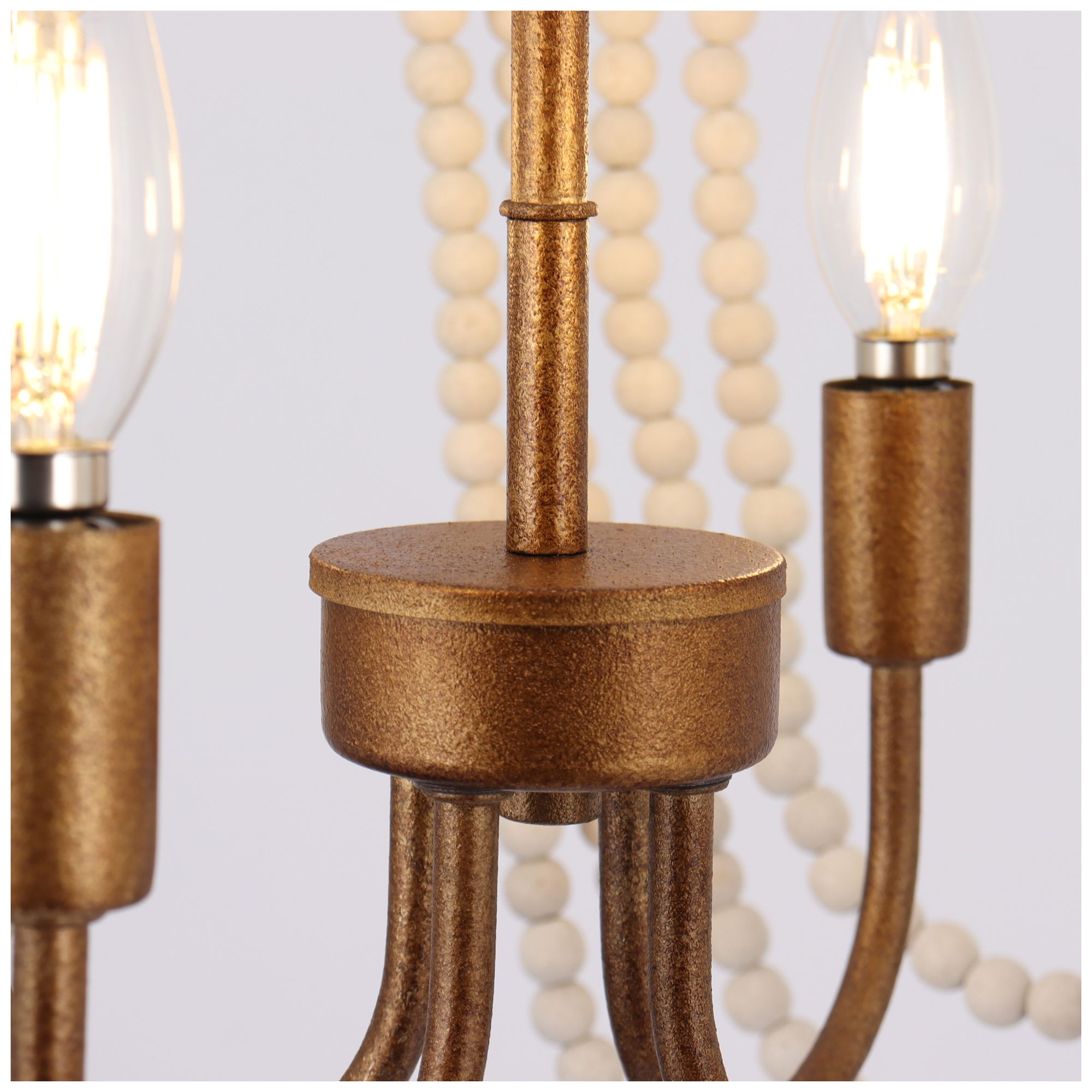 Amara 17.7" wide 4-Light Drum Wood Beaded Chandelier