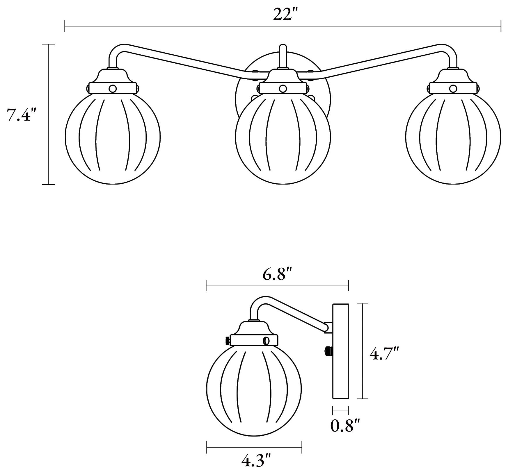 Image 2 Amara 22" Wide Gold 3-Light Orb Glass Bathroom Vanity Light more views