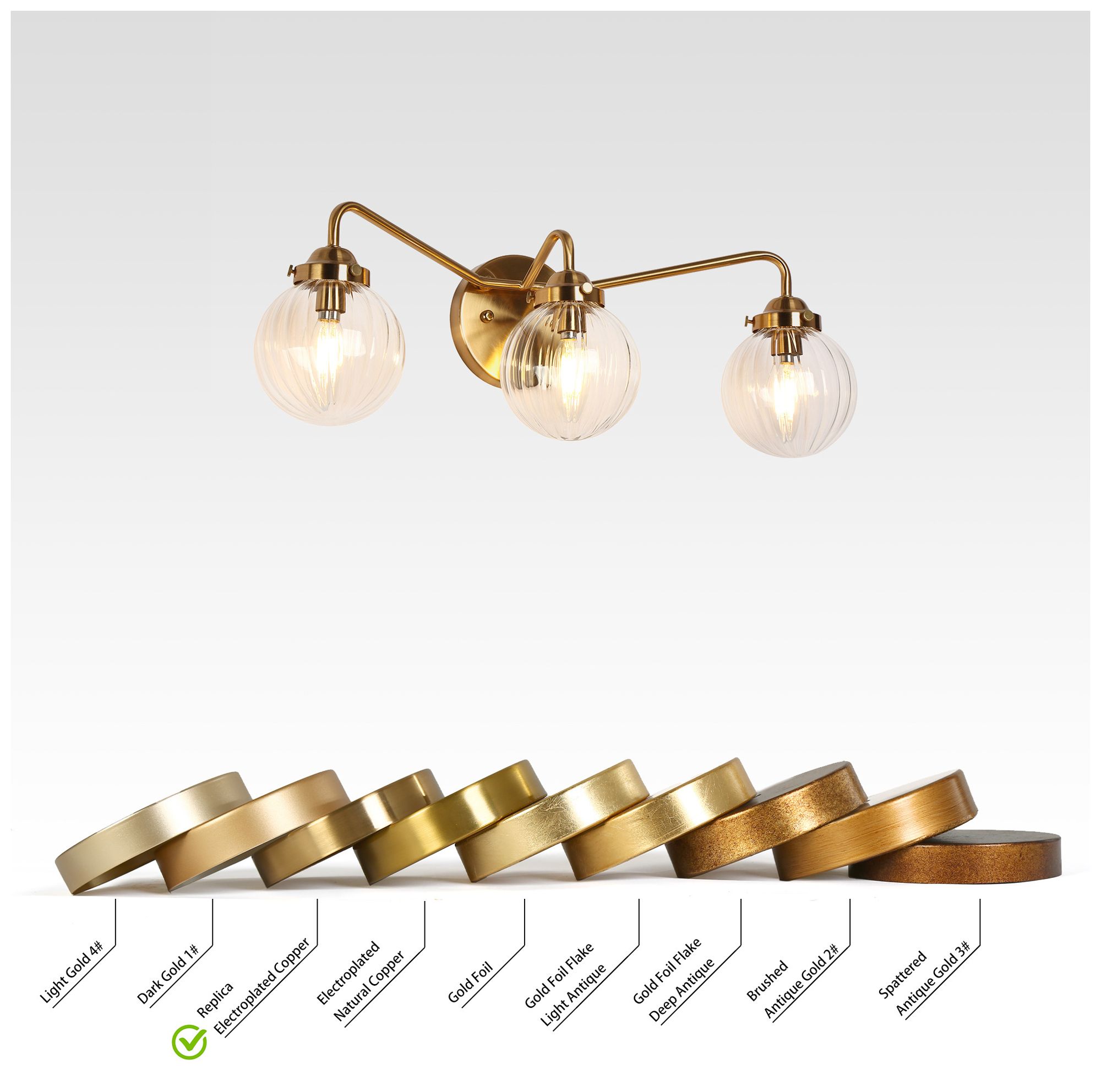 Image 5 Amara 22" Wide Gold 3-Light Orb Glass Bathroom Vanity Light more views