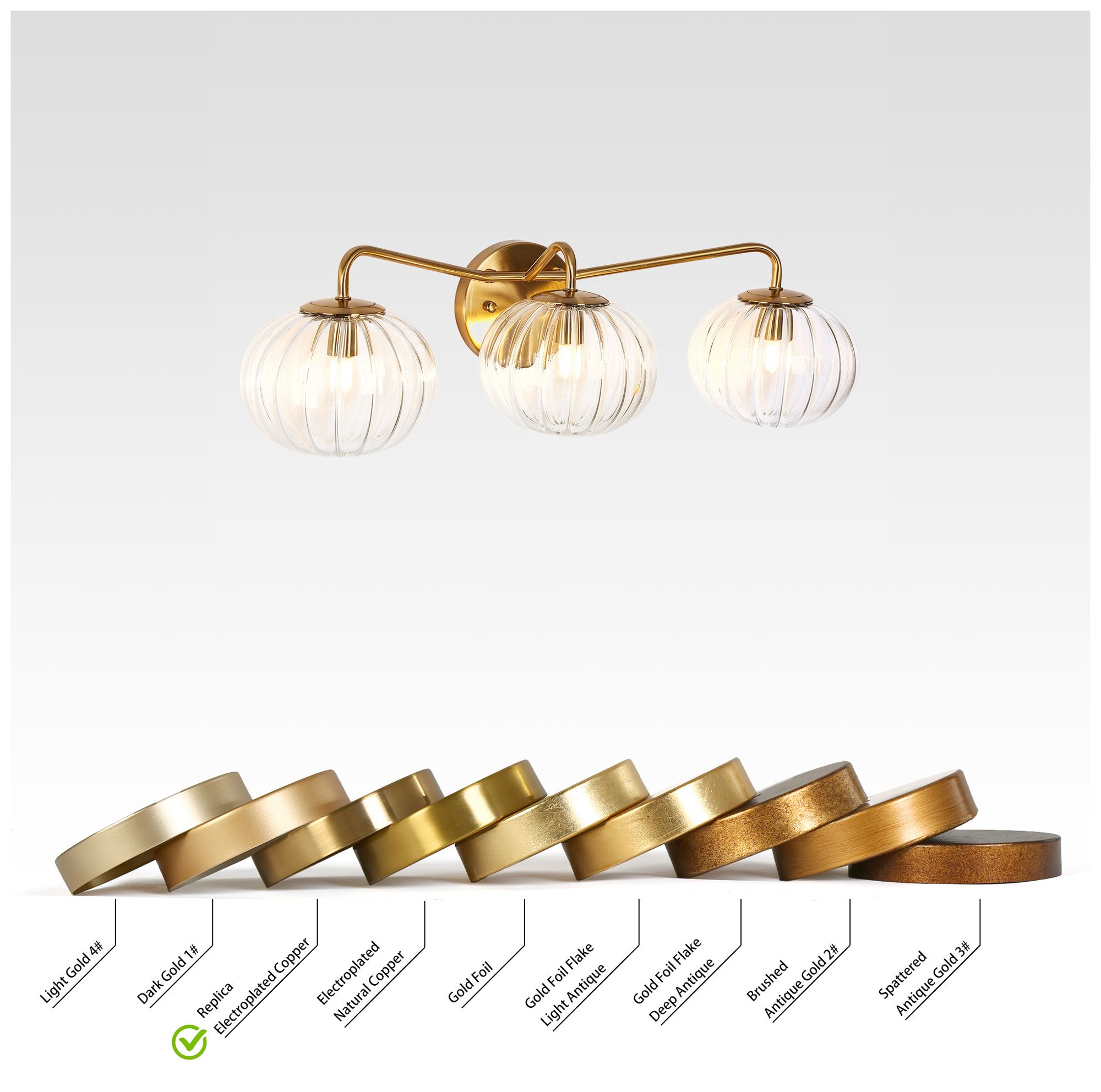 Image 4 Amara 23.6" Wide Gold 3-Light Orb Glass Bathroom Vanity Light more views