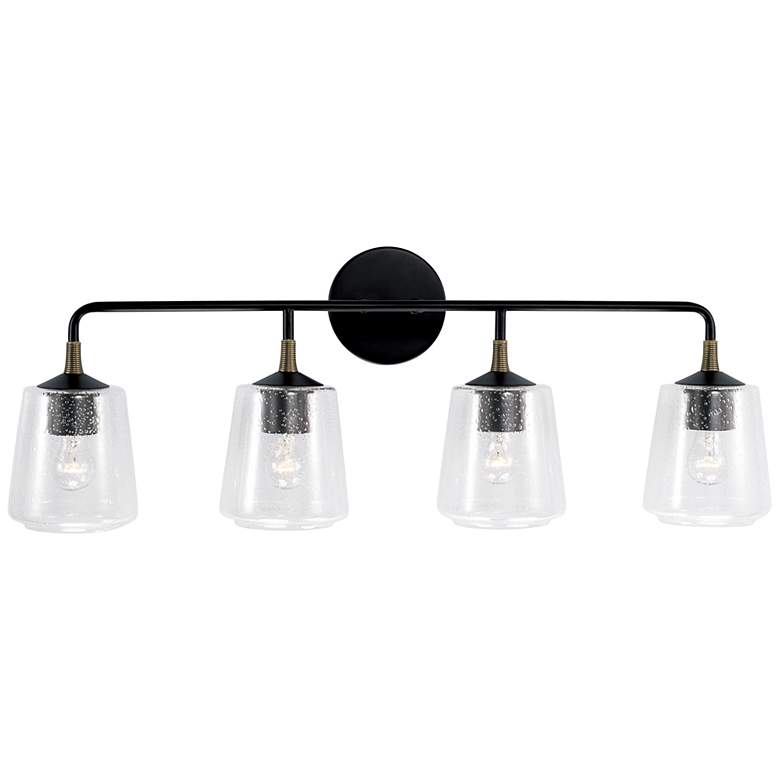 Image 2 Amara 31 1/2" Wide Matte Black Brass 4-Light Bath Light
