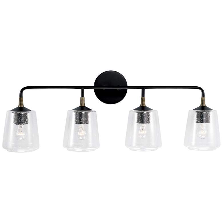 Image 2 Amara 31 1/2 inch Wide Matte Black Brass 4-Light Bath Light