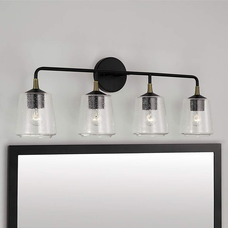 Image 1 Amara 31 1/2" Wide Matte Black Brass 4-Light Bath Light